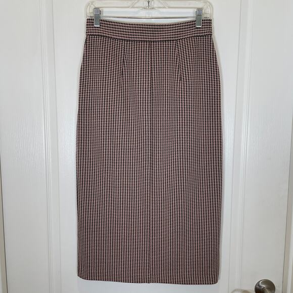 & Other Stories Houndstooth Print Midi Pencil Skirt Pink Black Button Front 4 - Picture 10 of 10